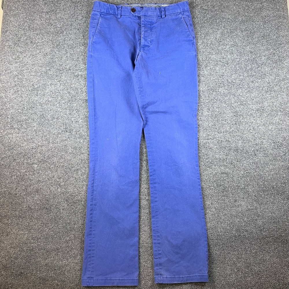 Gustin Pants Mens 32x34 Blue Royal Stretch Chino Button Fly Twill Trouser 114